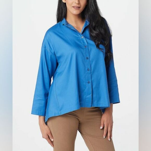 Attitudes by Renee  Wrinkle-Resistant Long-Sleeve Button-Up Shirt Sz 14 - Picture 1 of 11